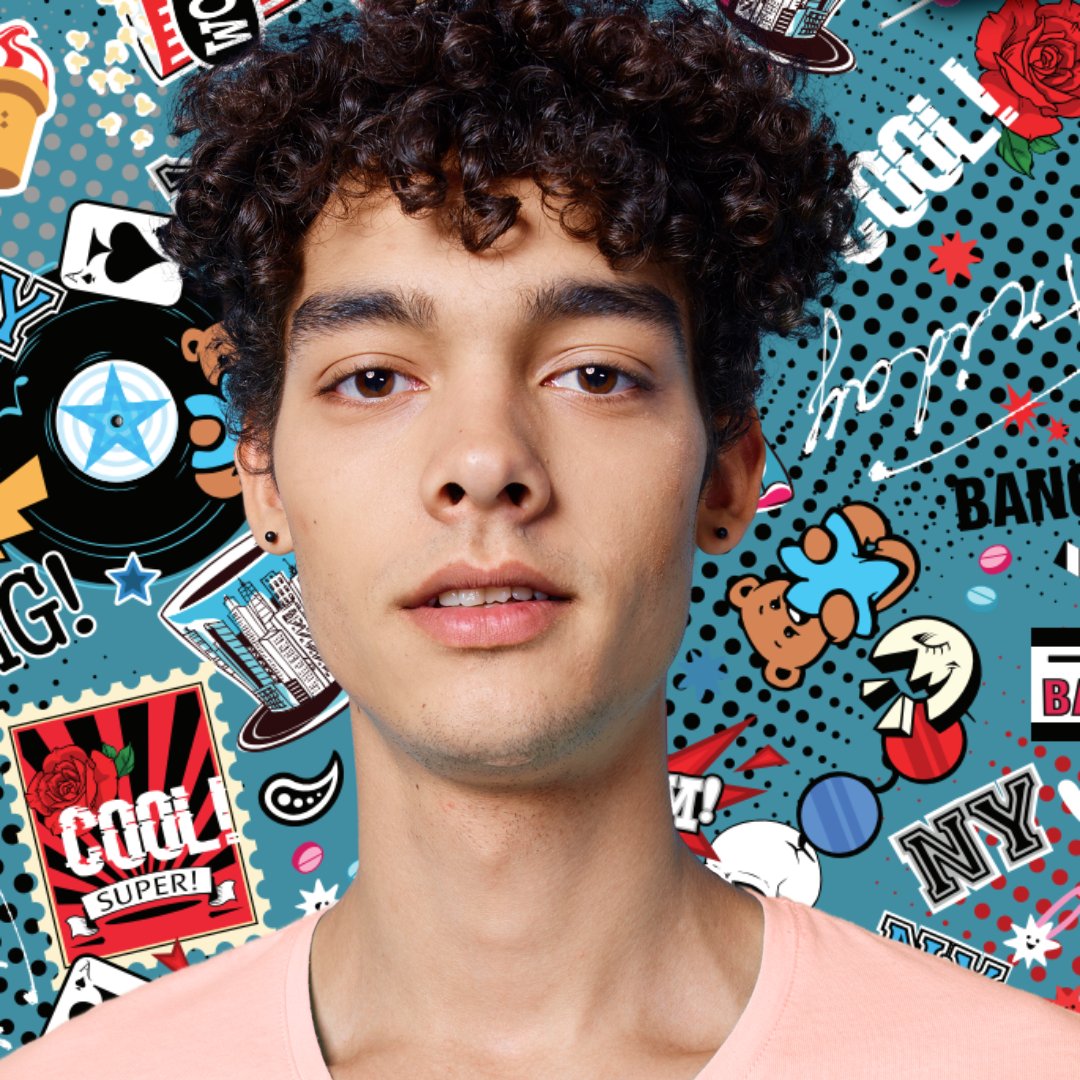 A young boy look calm and happy