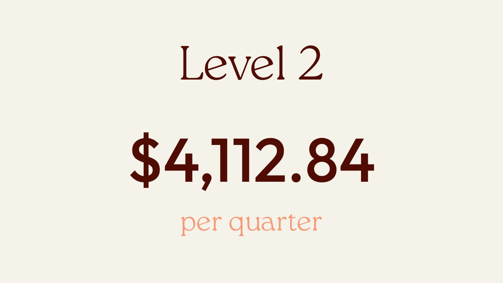 level 2 funding 4112 dollars per quarter
