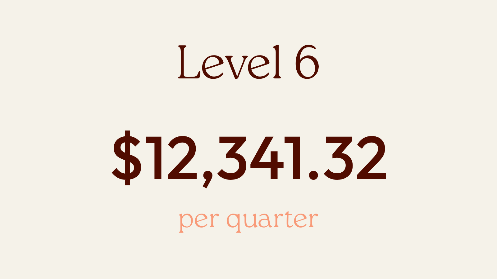level 6 funding 12341 dollars per quarter