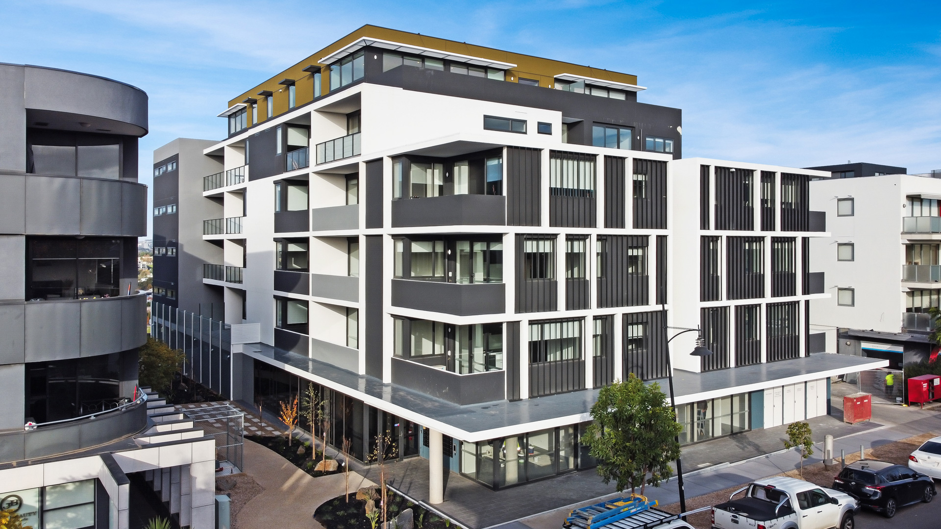 Multiple SDA apartments in a great inner west location at La Scala Avenue with modern building exterior and balconies by Australia's leading disability accommodation provider.