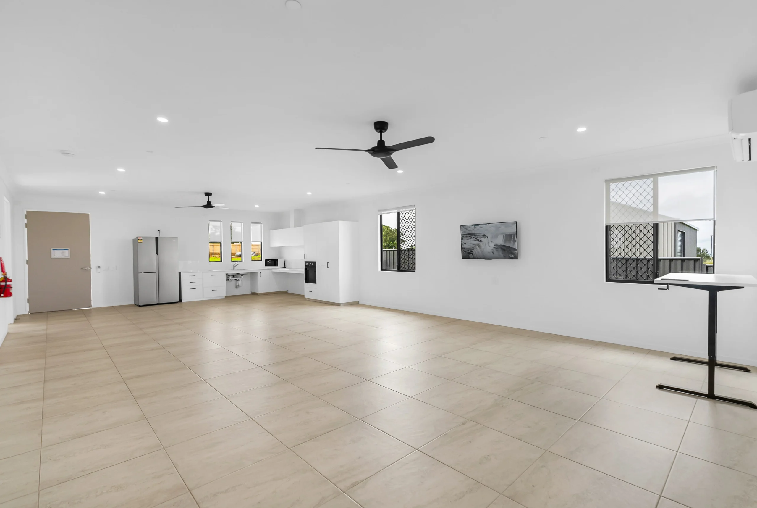 Living, dining, kitchen