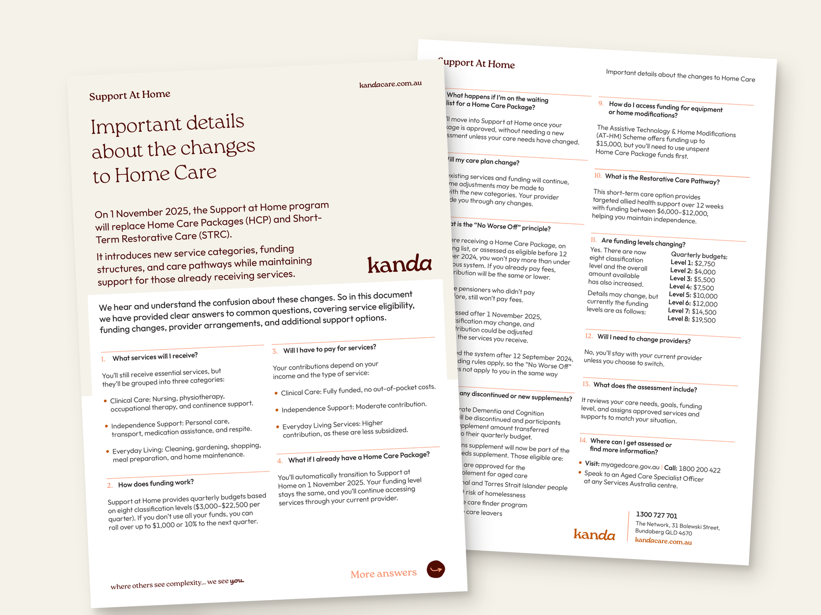 Support At Home information guide explaining important changes to Home Care, funding categories and care pathways by Australia's leading disability accommodation provider.
